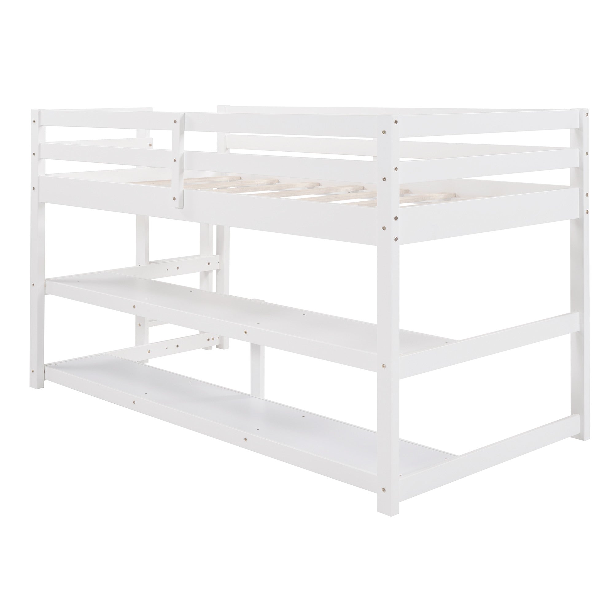 Minimalist White Twin Size Loft Bed with Built In Shelves Default Title