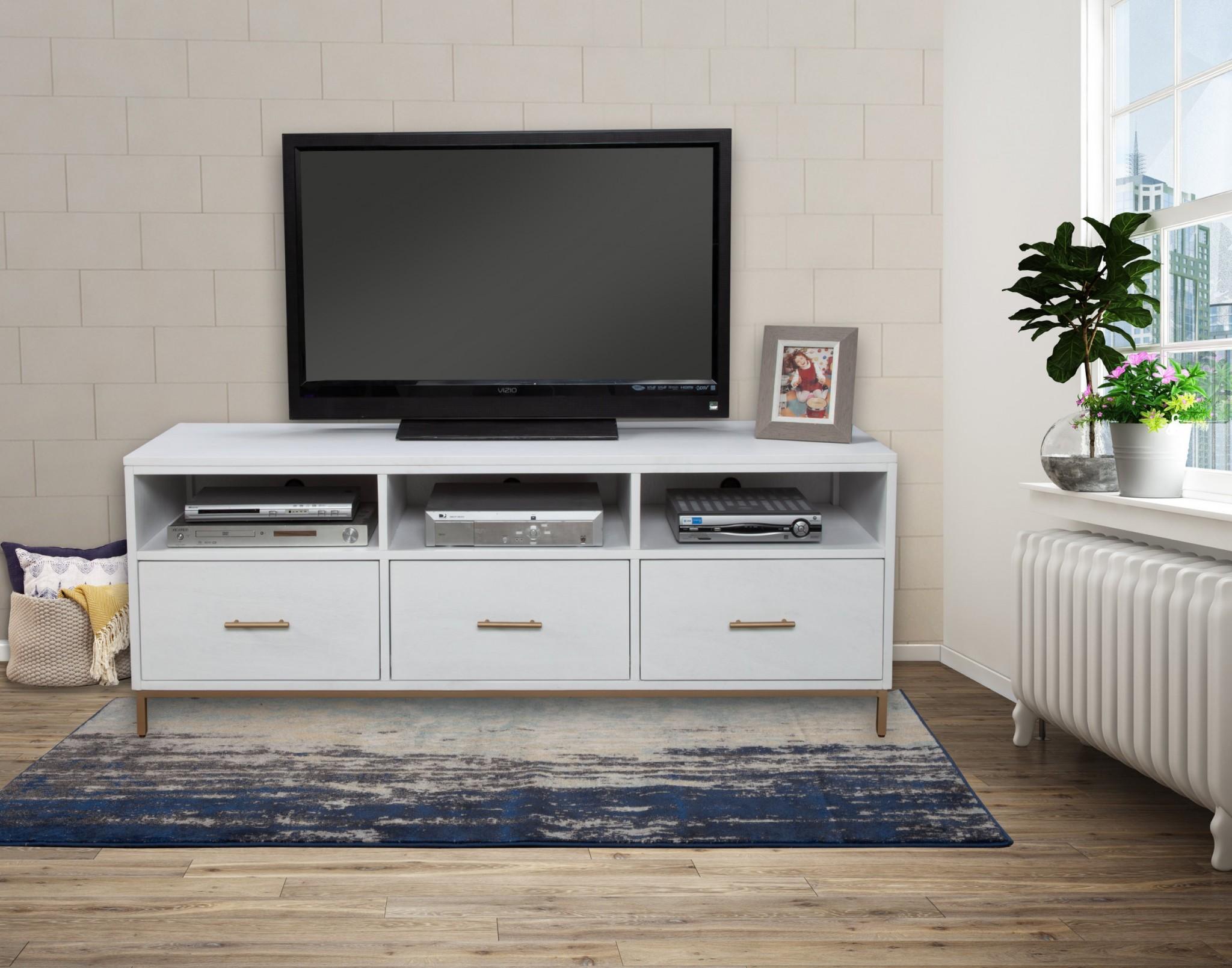 Glam White and Gold TV Console