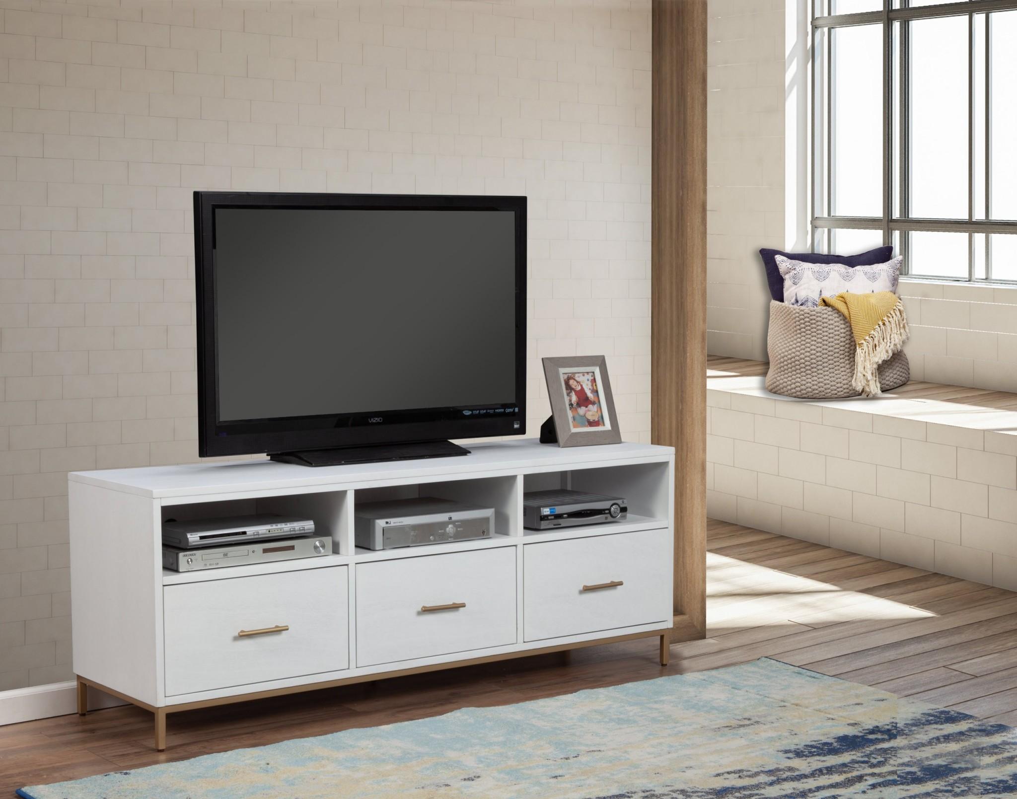 Glam White and Gold TV Console