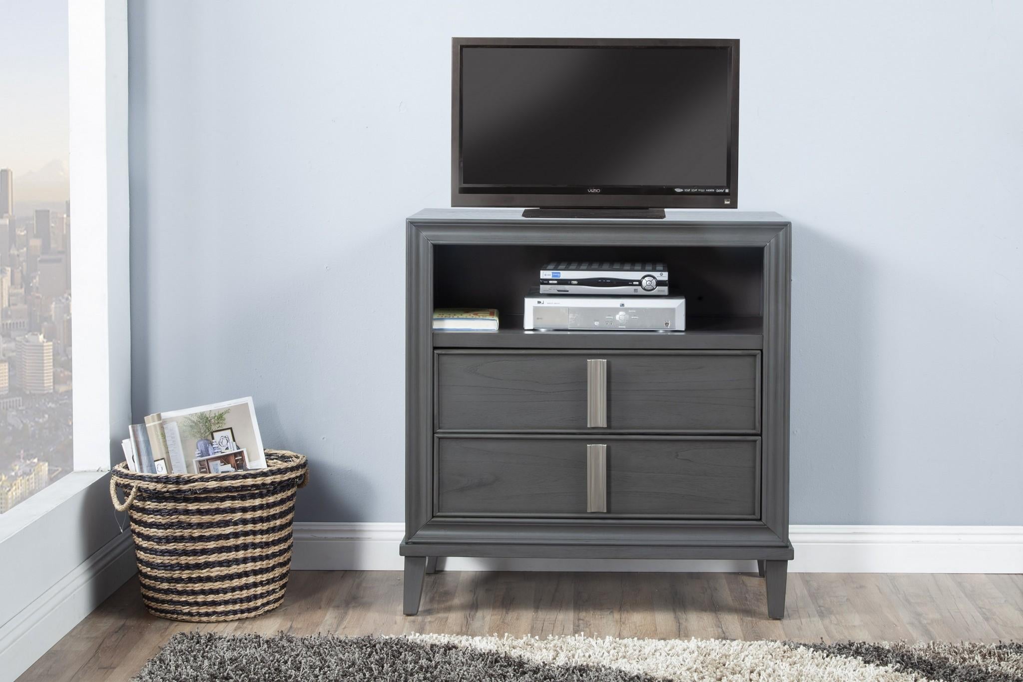 Contemporary Dark Grey TV Console Cabinet