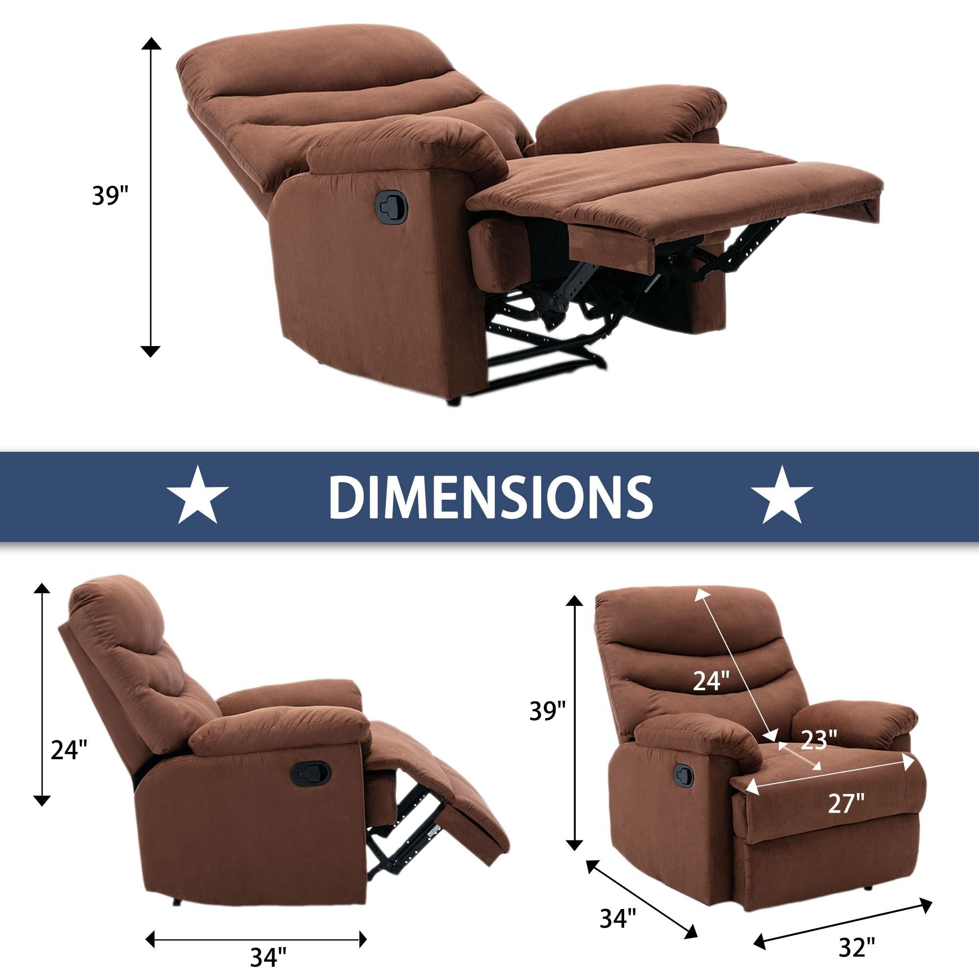 Primo Brown Suede Massaging Recliner Chair