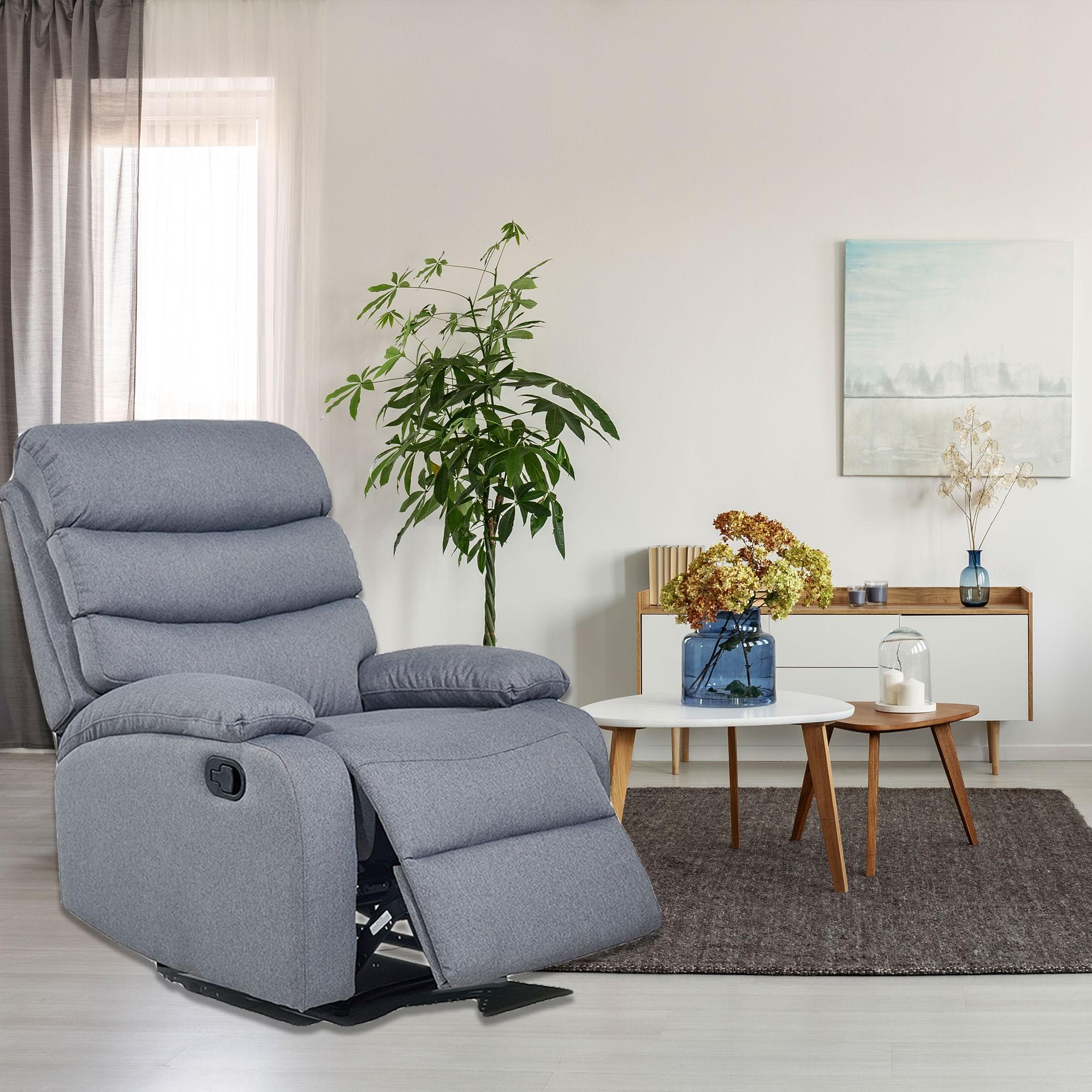 Plush Light Grey Microfiber Recliner Chair