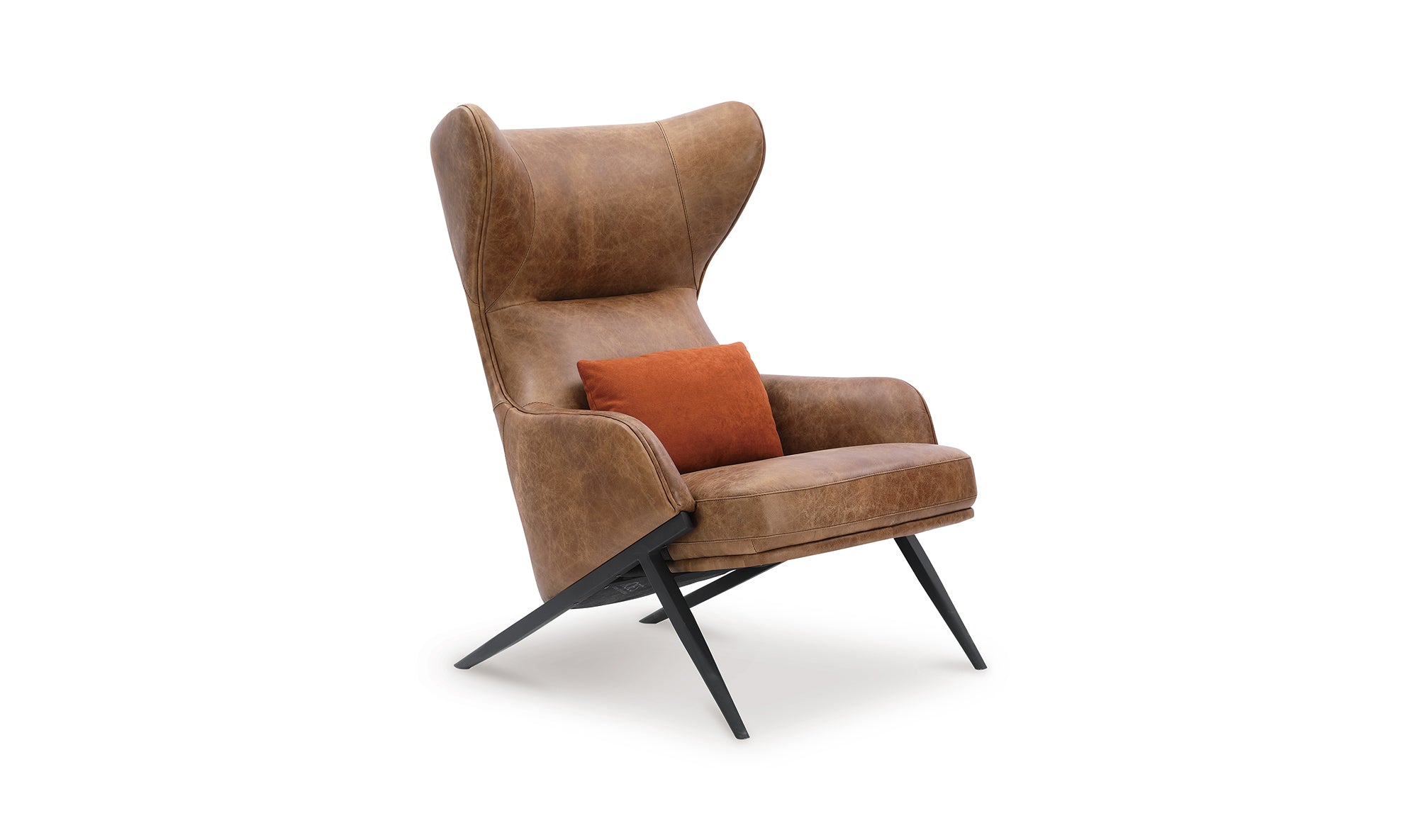 Amos Leather Accent Chair - Cappuccino