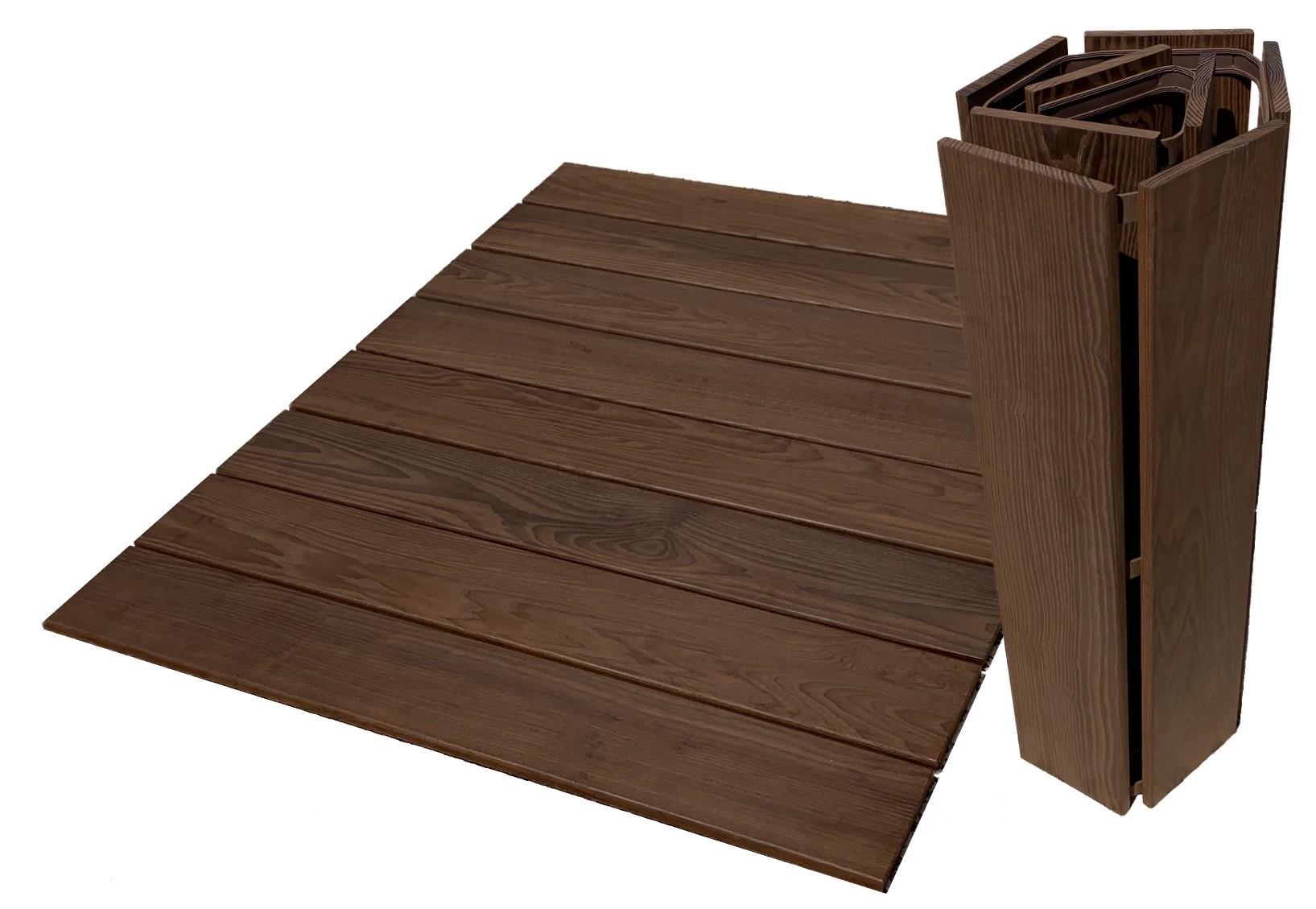 Rustic Dark Brown Roll Out Indoor Outdoor Wood Floor Mat Default Title
