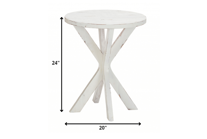 Rustic Modern White Round X Base End Table