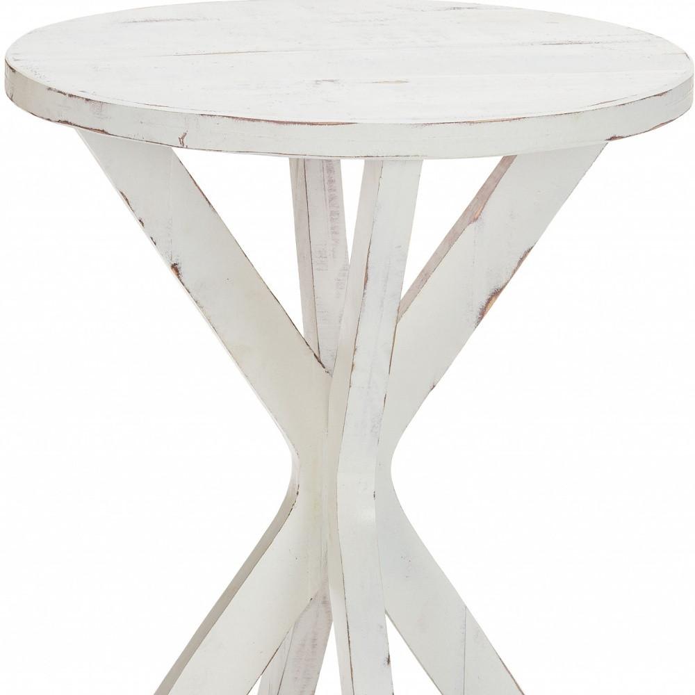 Rustic Modern White Round X Base End Table