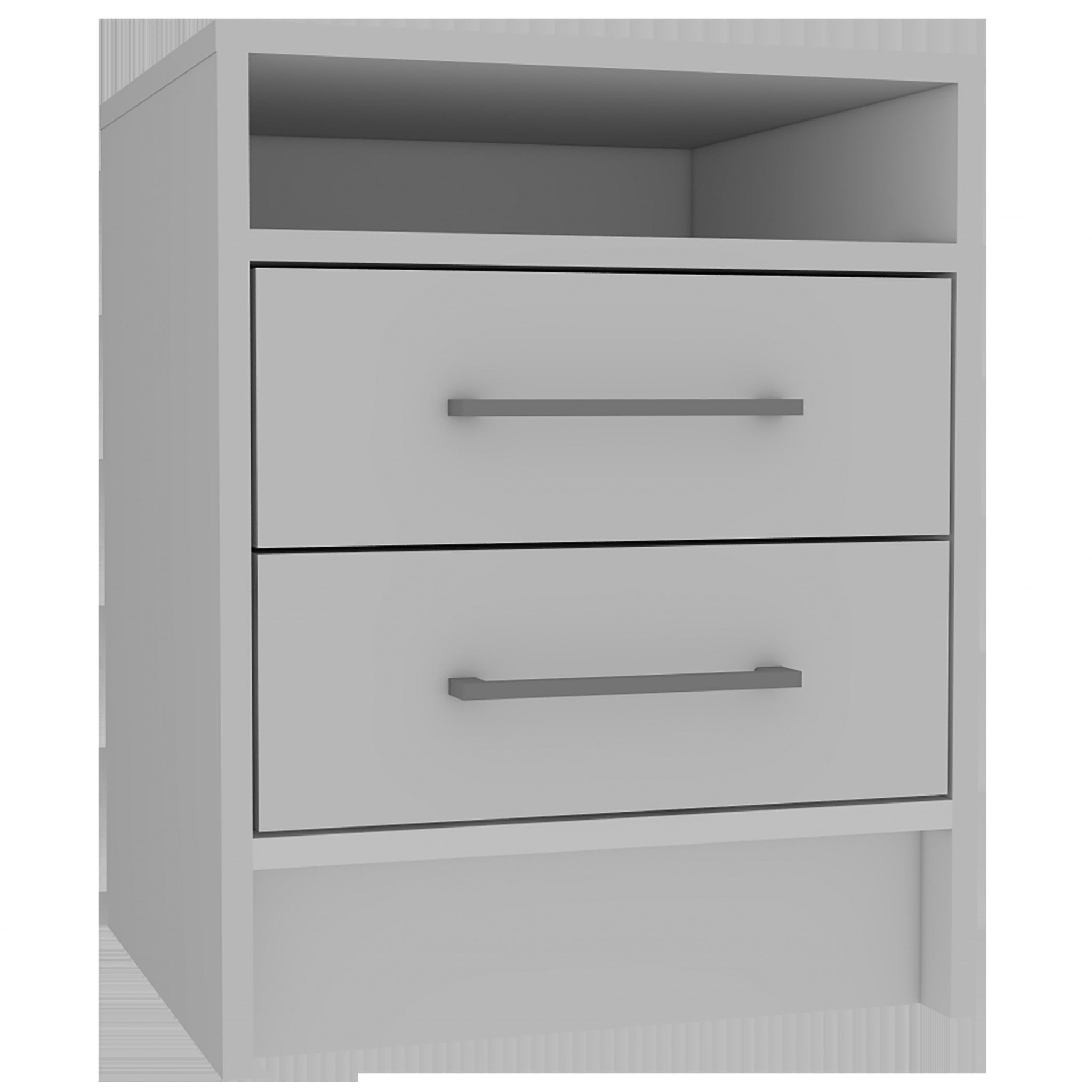 White Open Compartment Two Drawer Nightstand Default Title