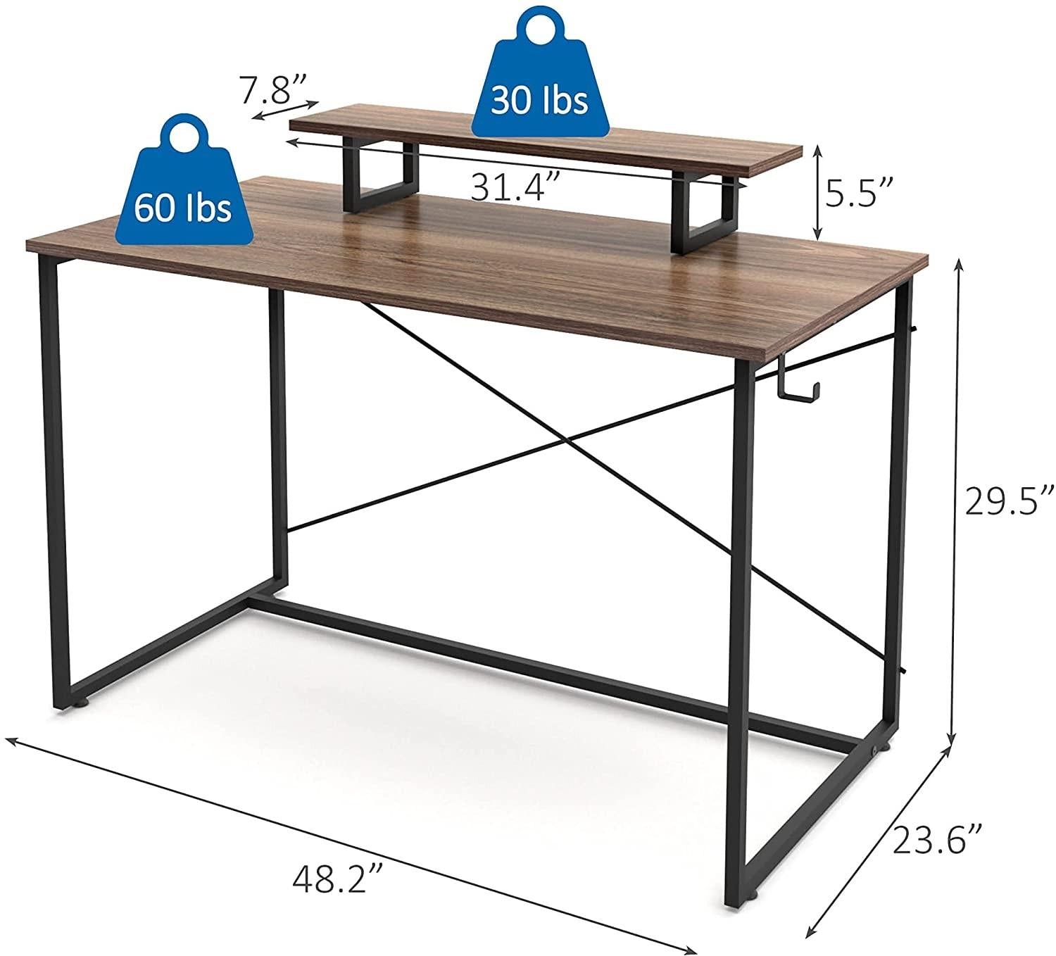 Modern Industrial Two Tier Computer And Writing Table Desk