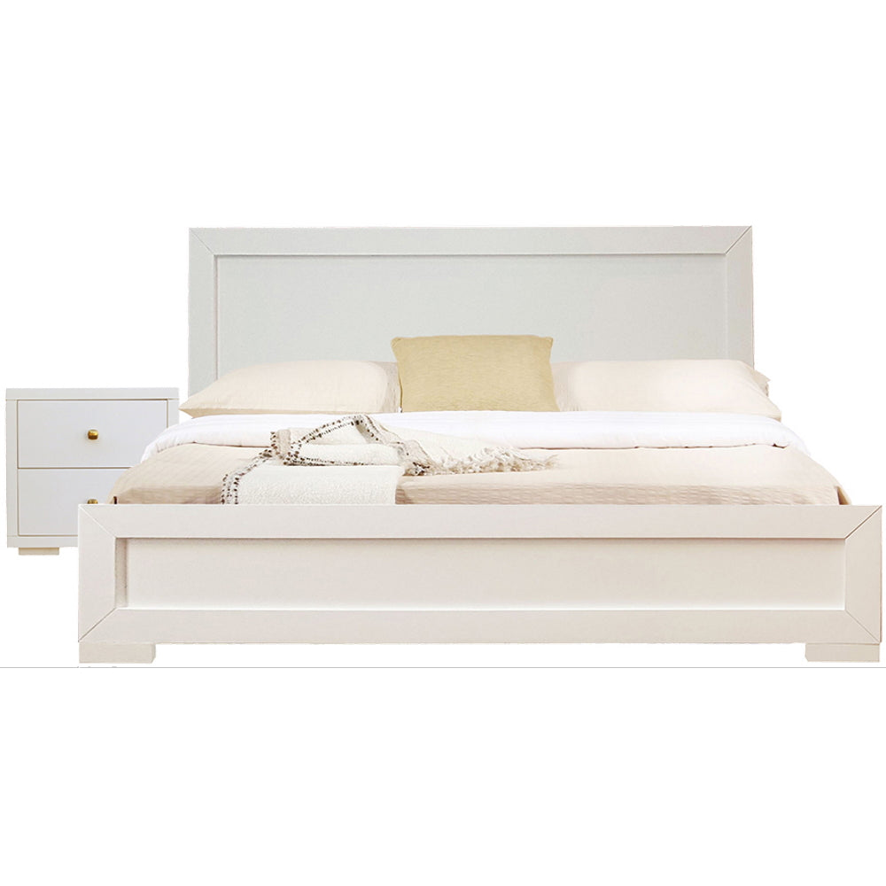 Moma White Wood Platform Twin Bed With Nightstand