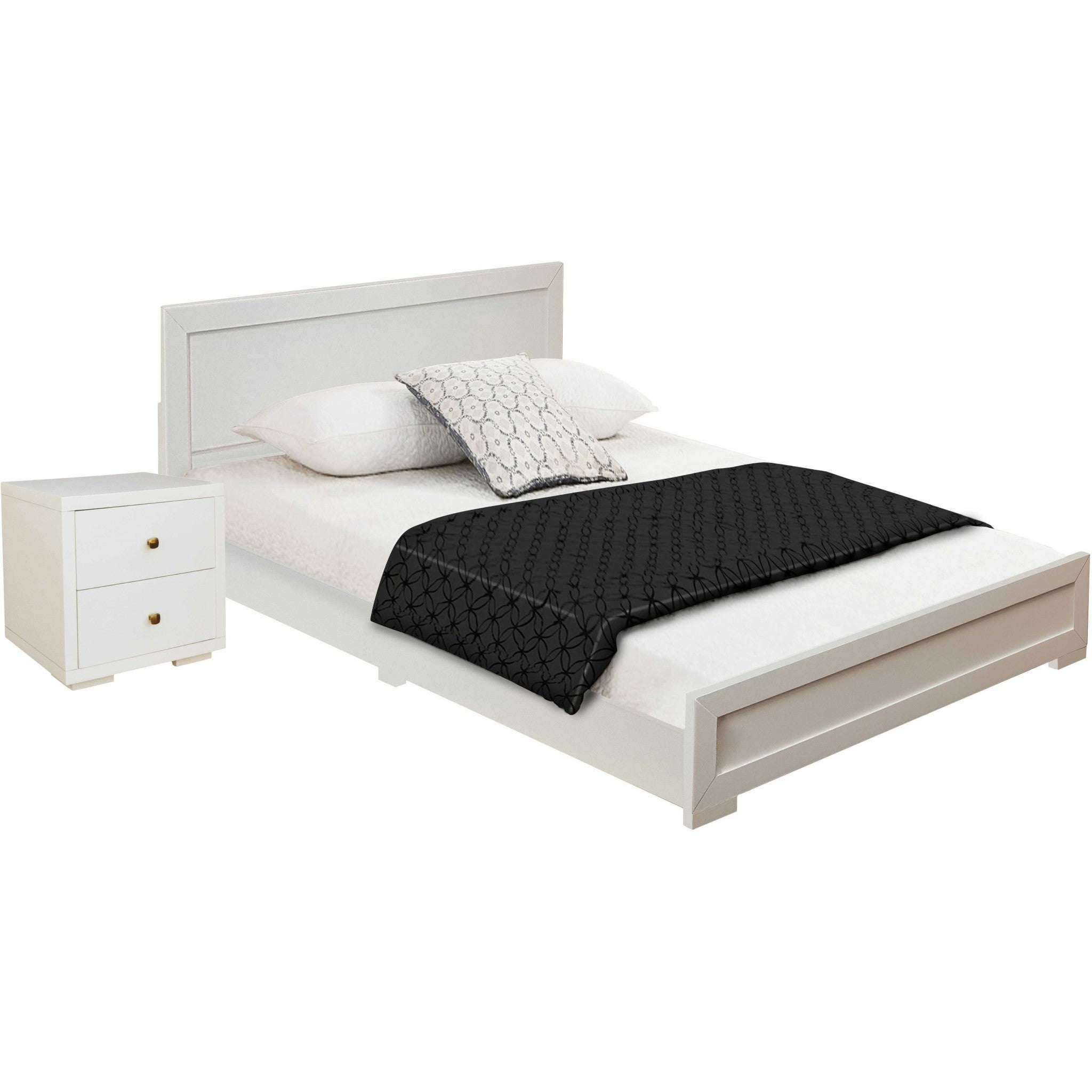 Moma White Wood Platform Twin Bed With Nightstand