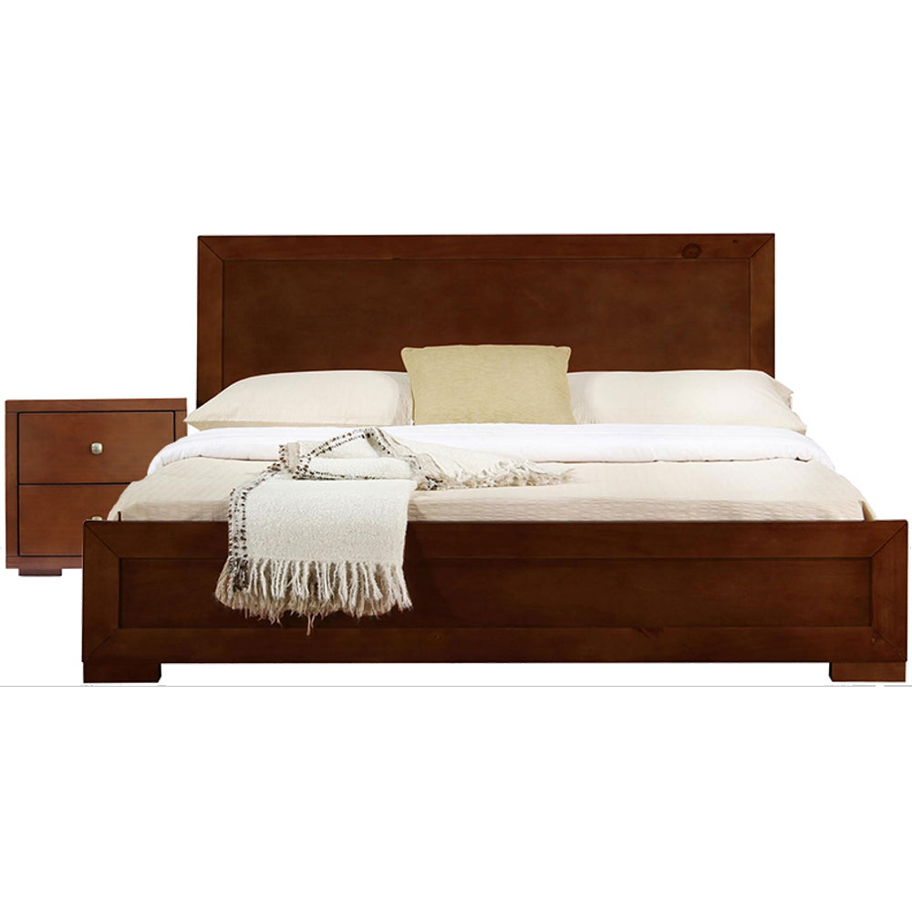 Moma Walnut Wood Platform Twin Bed With Nightstand Default Title