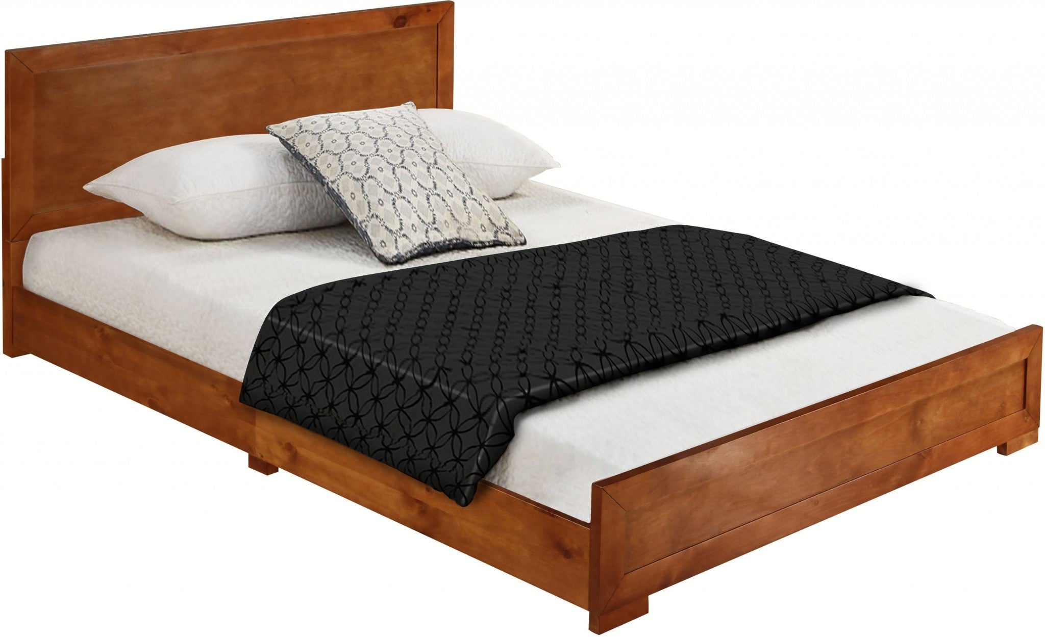 Moma Cherry Wood Platform Queen Bed With Two Nightstands