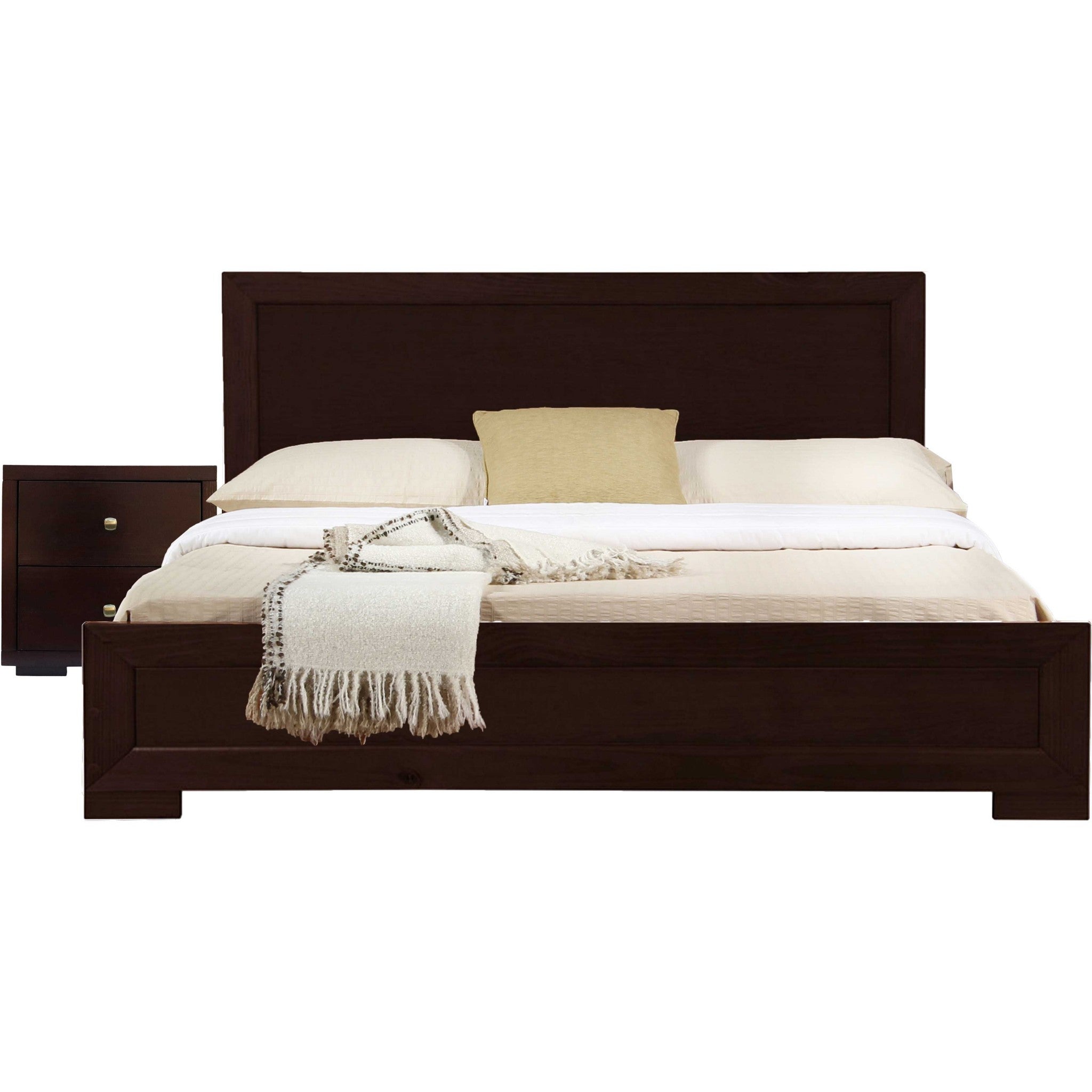 Moma Espresso Wood Platform Twin Bed With Nightstand