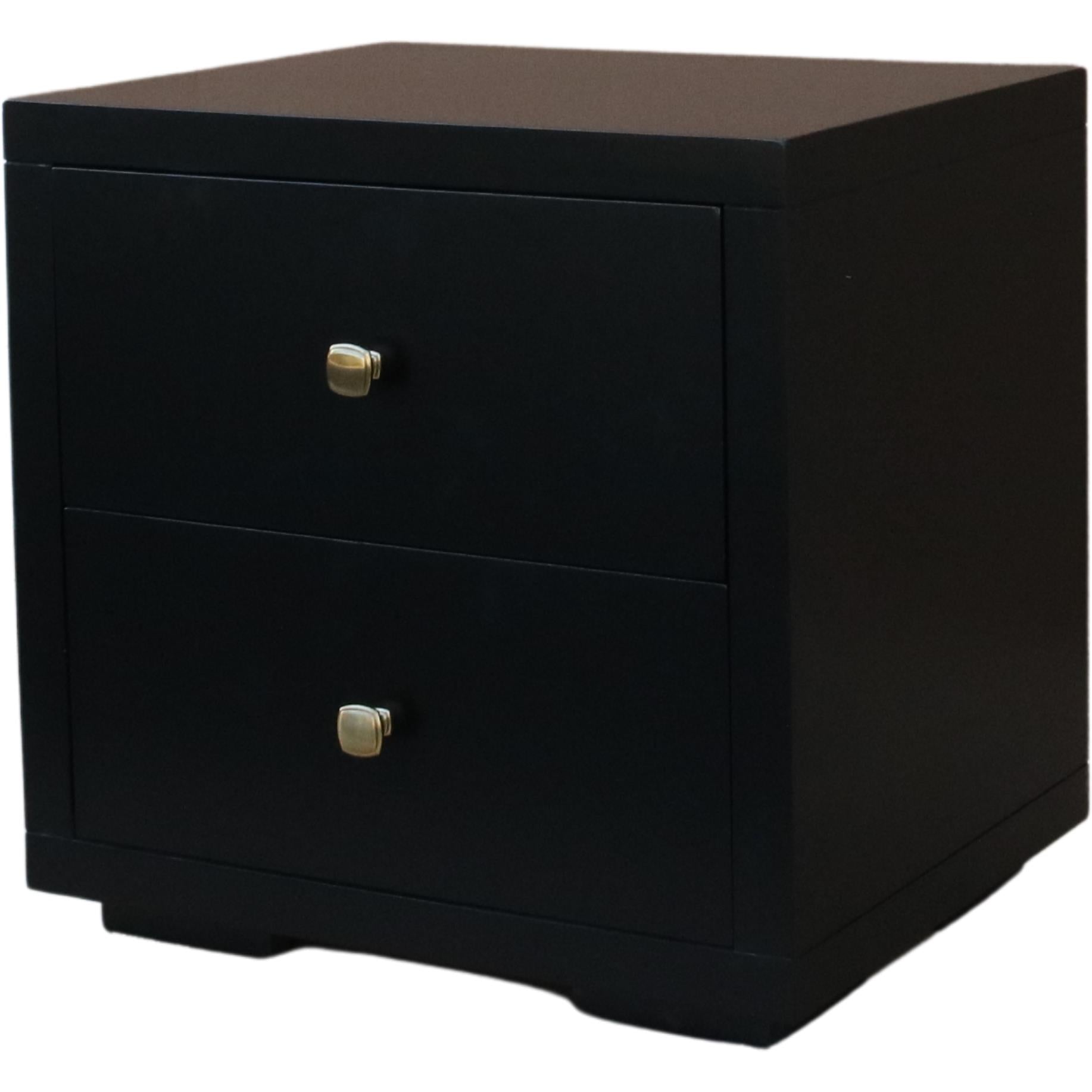 Moma Black Wood Platform Full Bed With Nightstand