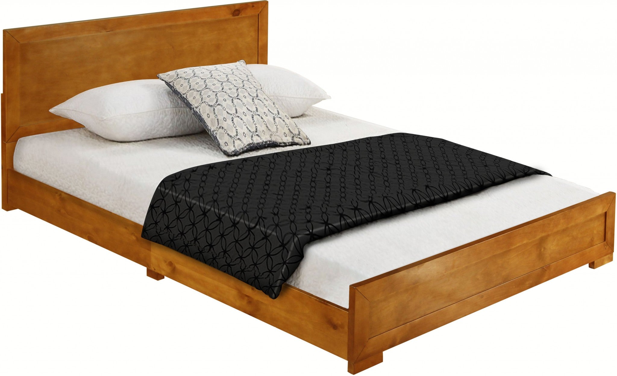 Moma Oak Wood Platform Full Bed With Nightstand
