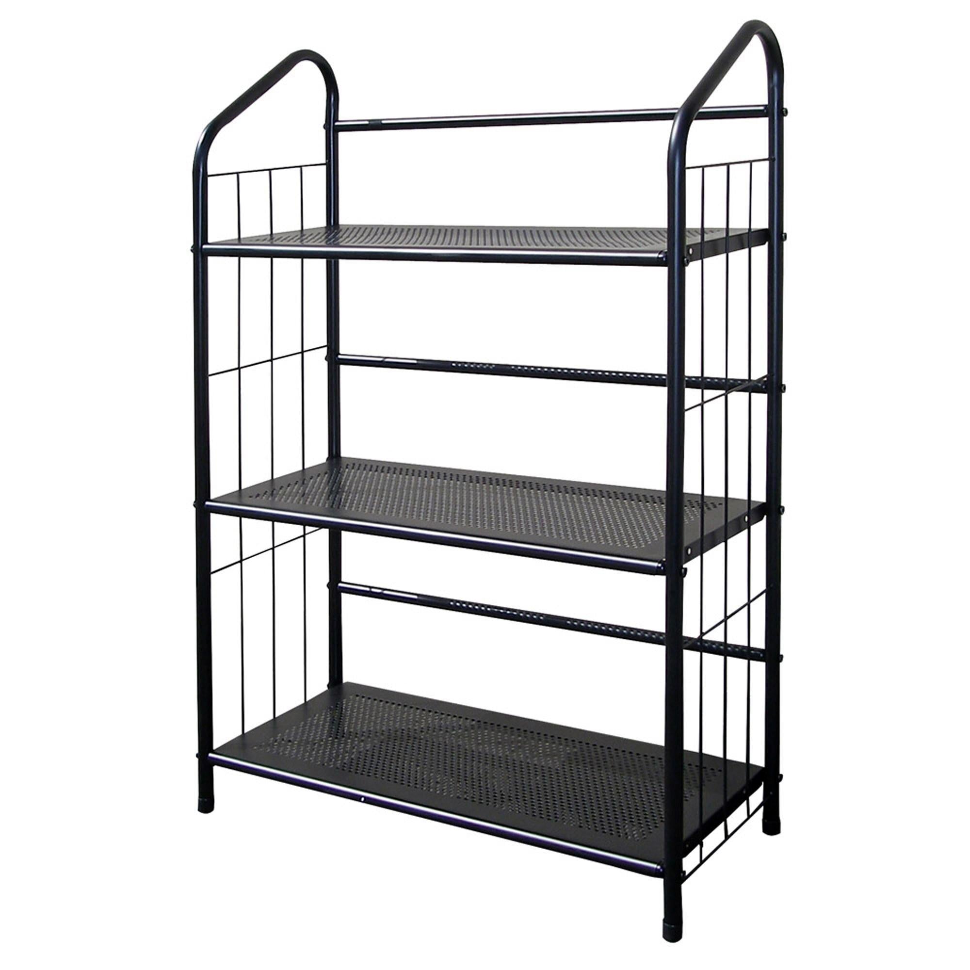 Black 3 Shelf Metal Standing Book Shelf