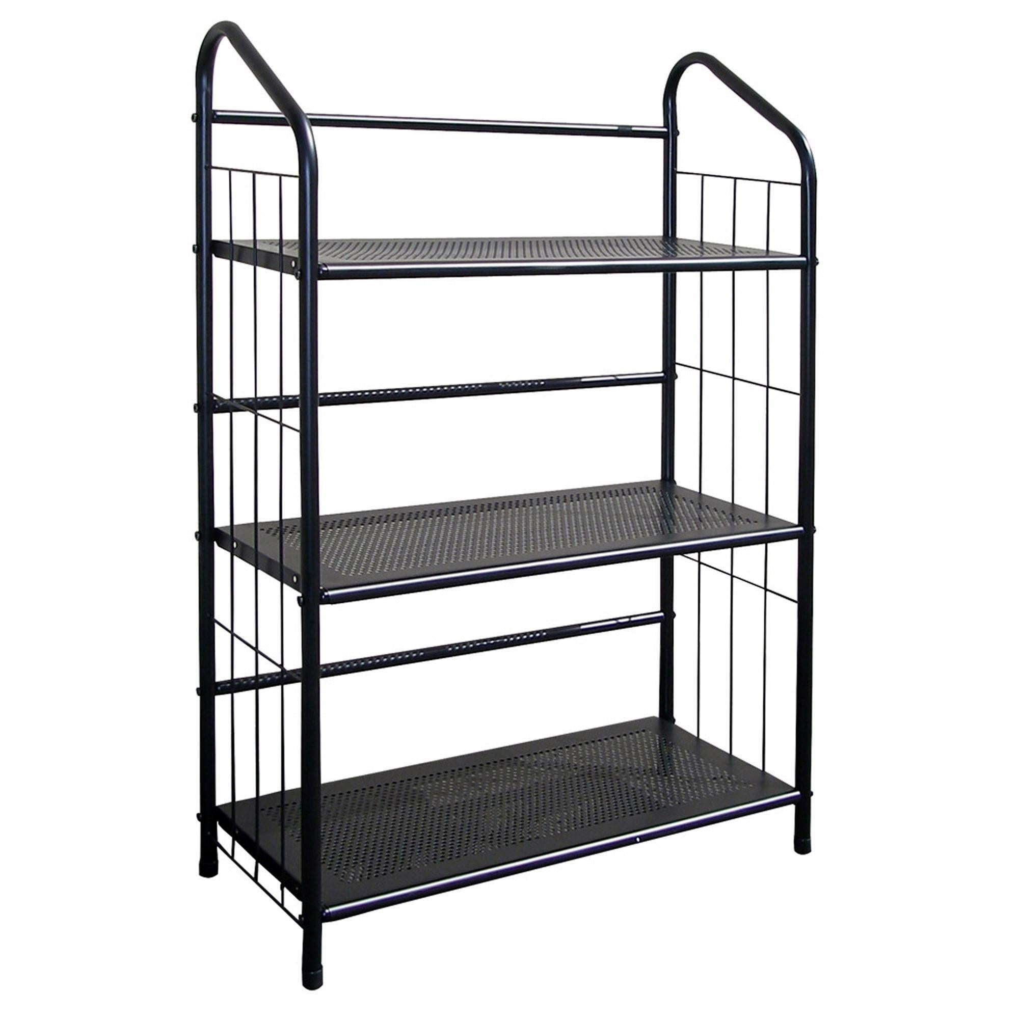 Black 3 Shelf Metal Standing Book Shelf