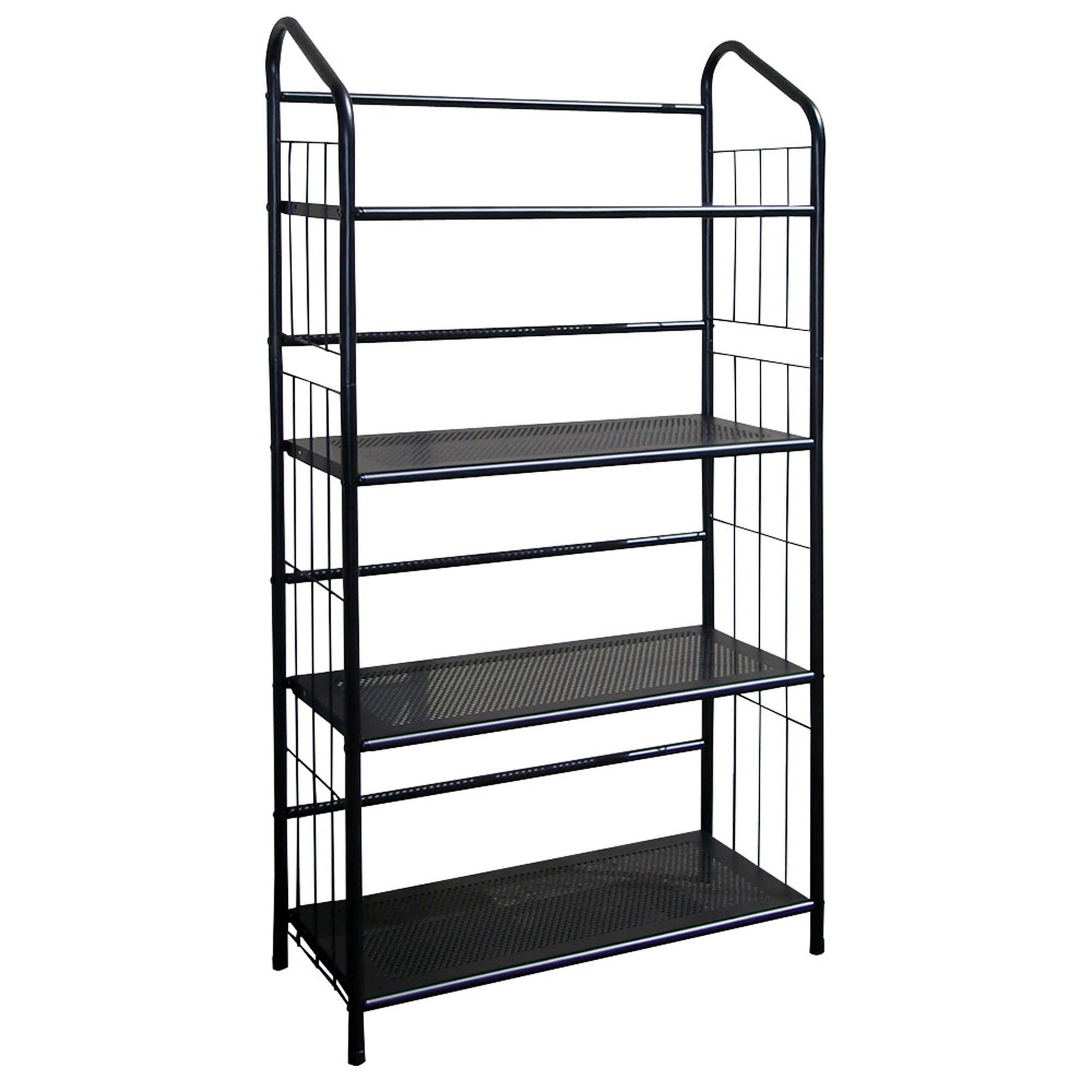 Black Four Shelf Metal Standing Book Shelf