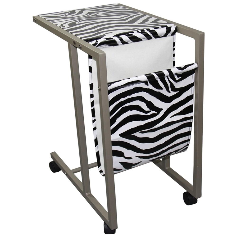 Modern Zebra Print Metal Laptop Cart And Desk