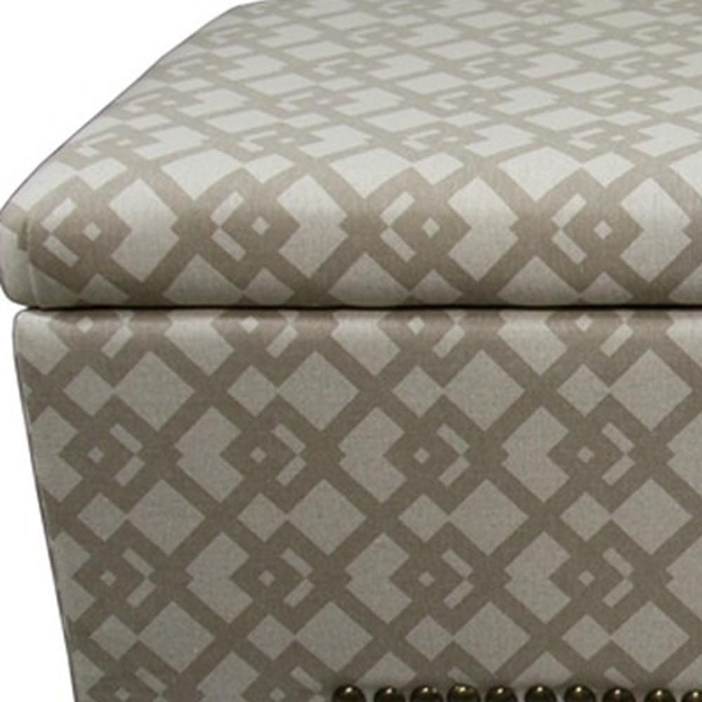 Taupe Geometric Storage Bench with Ottomans Four Piece Set