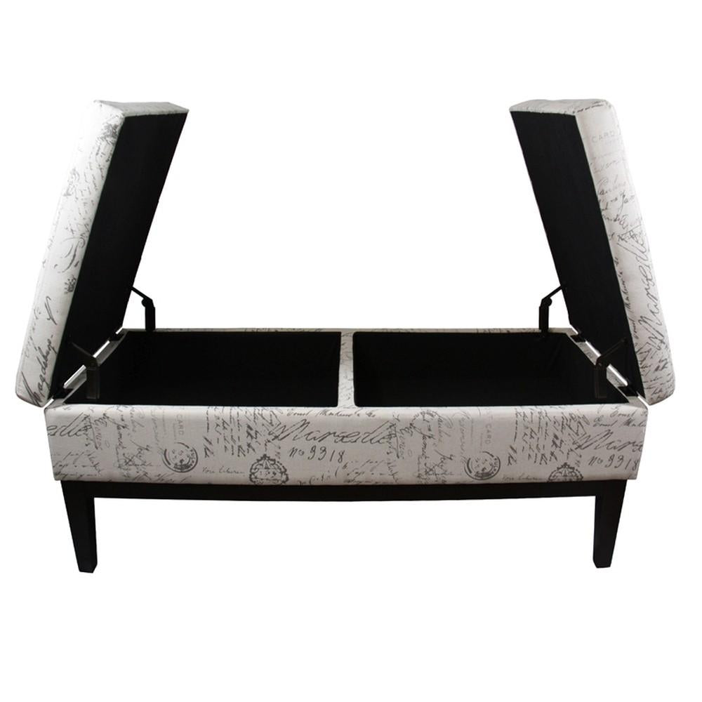 Black and White Vintage Postcard Print Dual Lift Storage Bench Default Title