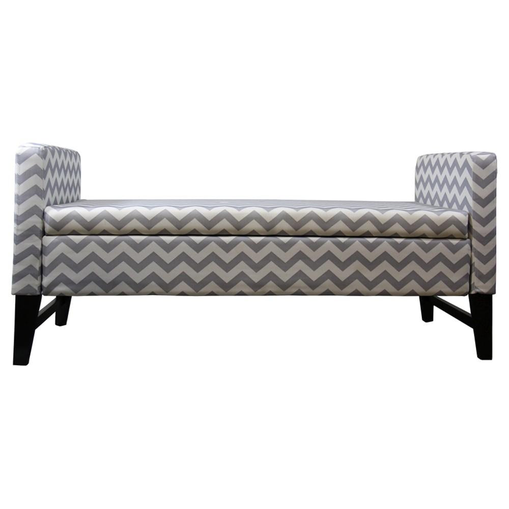 Modern Gray and White Chevron Print Storage Bench