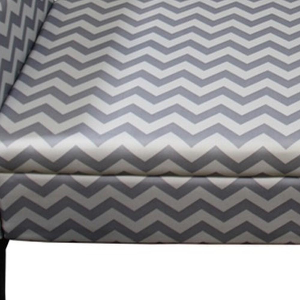 Modern Gray and White Chevron Print Storage Bench