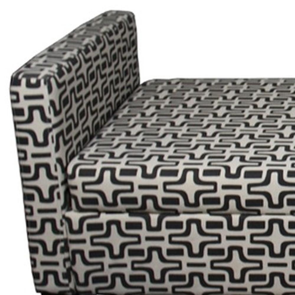 Modern Dark Brown and White Retro Star Print Storage Bench