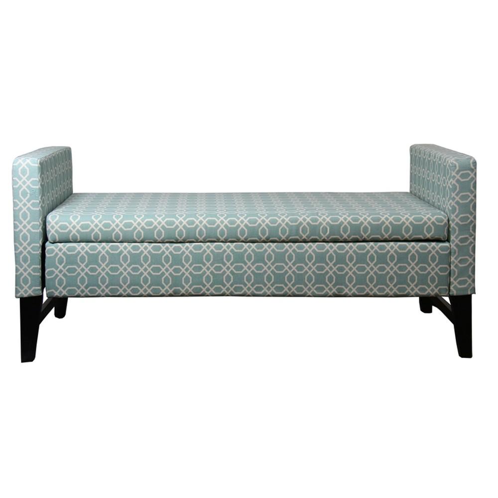 Modern Aqua Teal Geometric Print Storage Bench