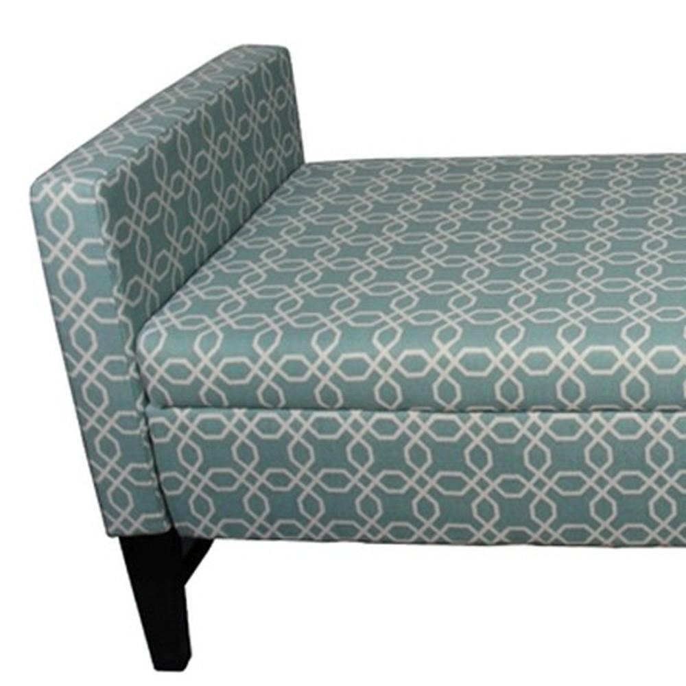 Modern Aqua Teal Geometric Print Storage Bench