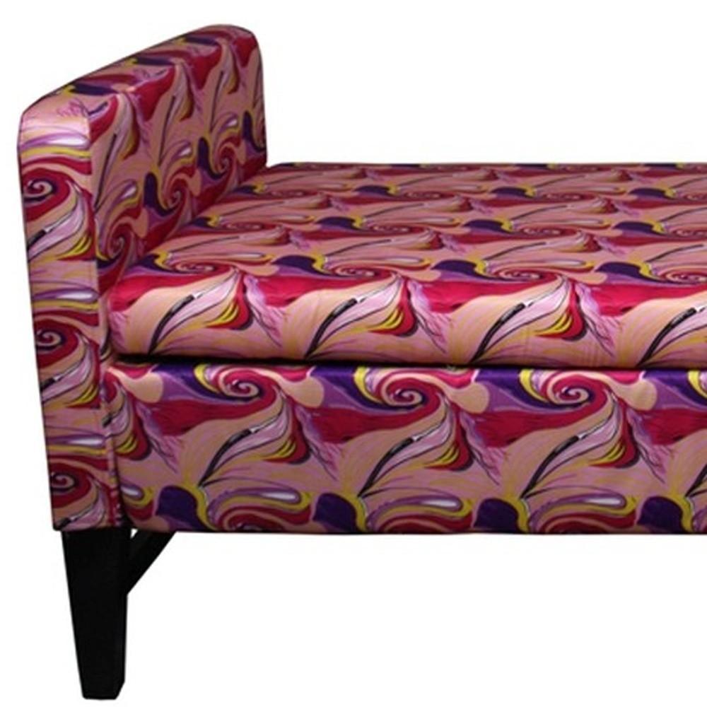 Modern Hot Pink and Purple Abstract Print Storage Bench