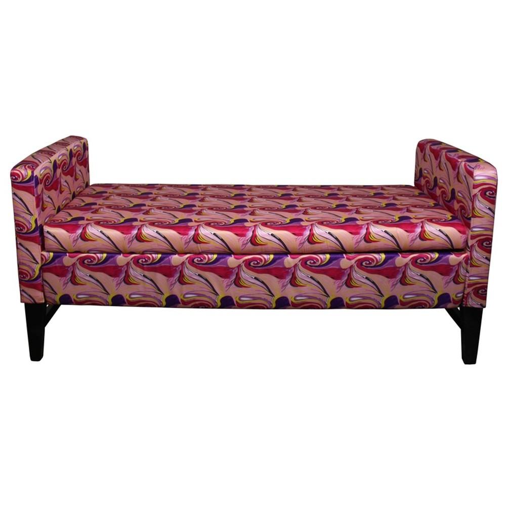 Modern Hot Pink and Purple Abstract Print Storage Bench