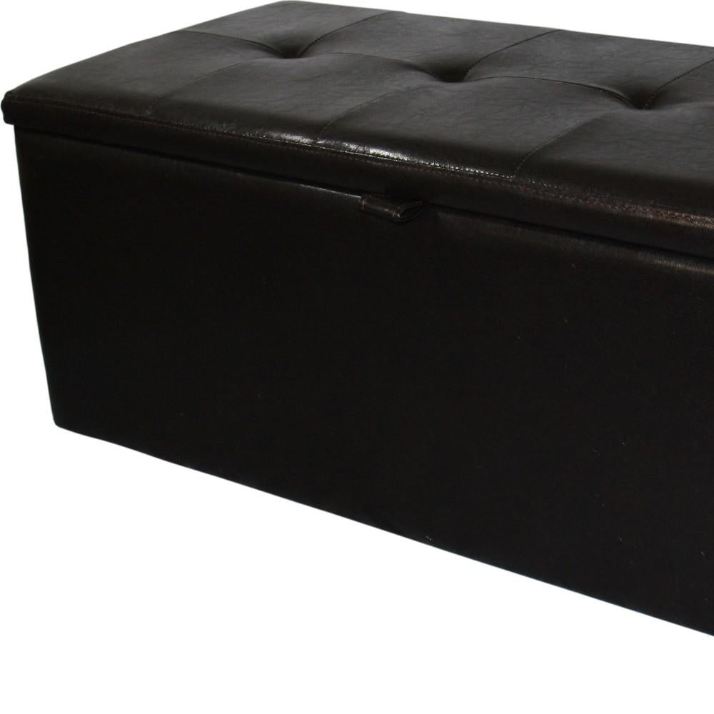 Brown Faux Leather Storage Bench