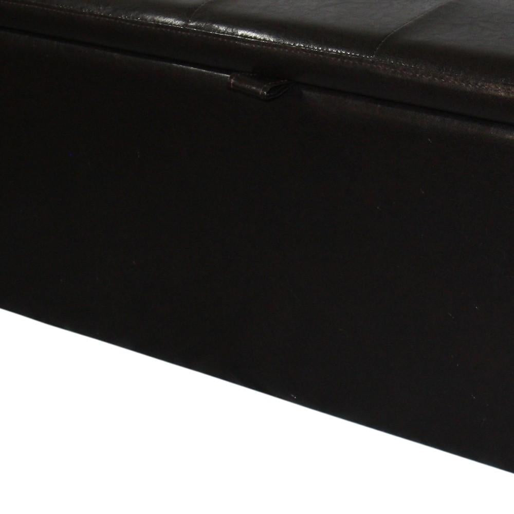 Brown Faux Leather Storage Bench