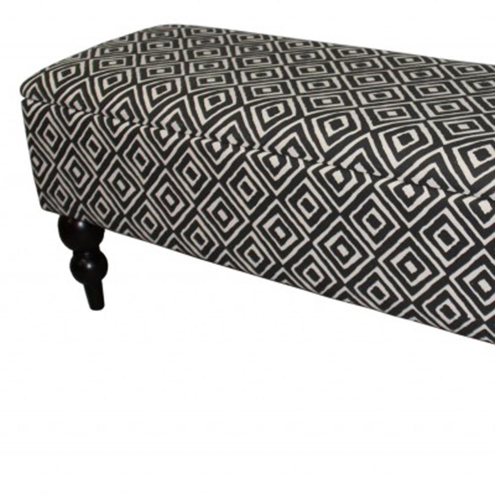 Modern Tailored Charcoal and White Geometric Storage Bench