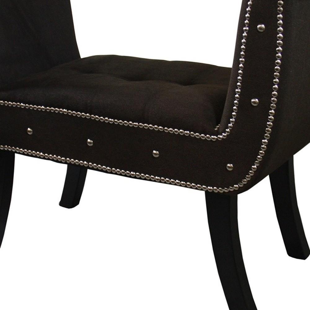 Modern Brown Nailhead Suede Bench