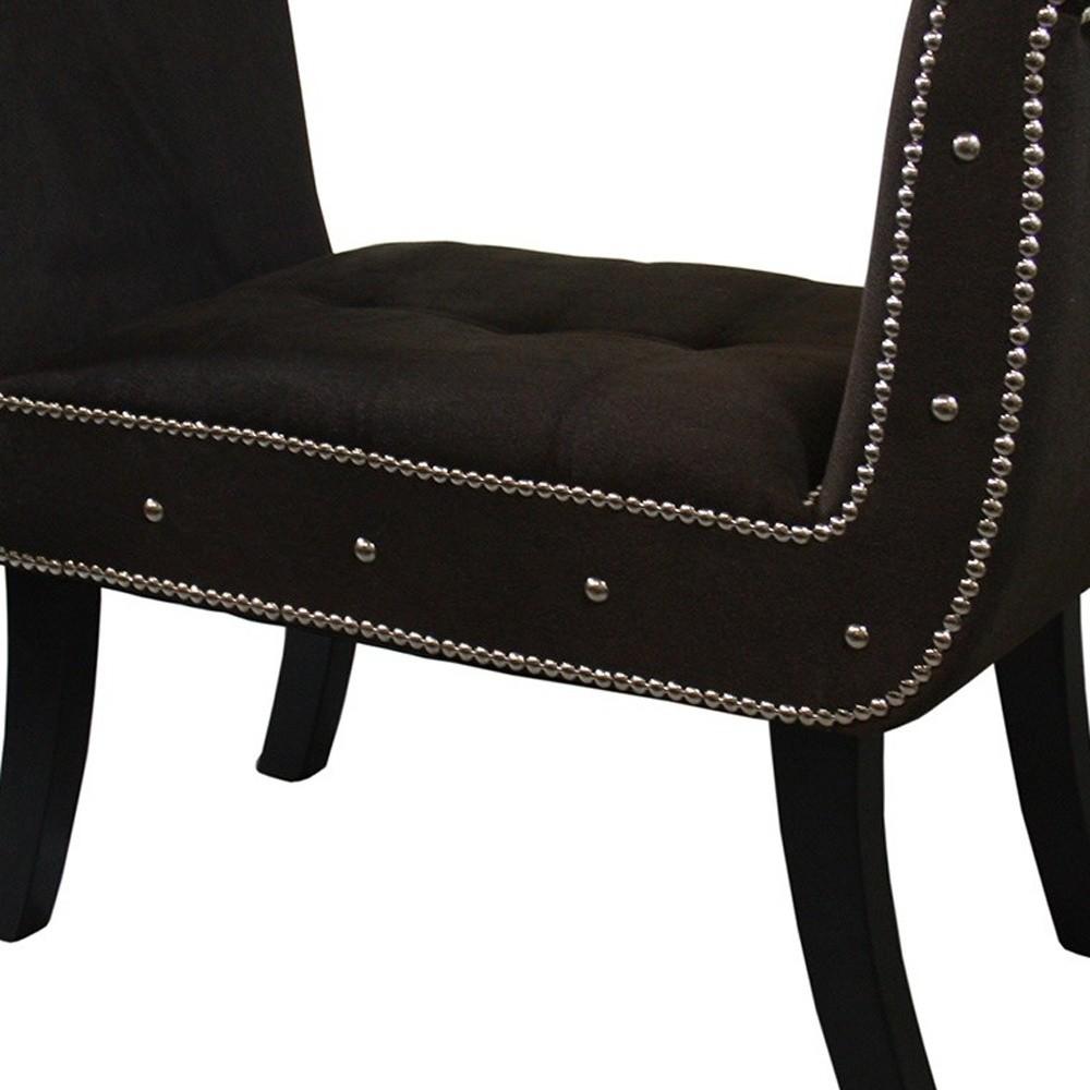 Modern Brown Nailhead Suede Bench