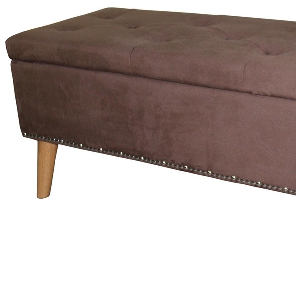 Cozy Brown Suede Storage Bench