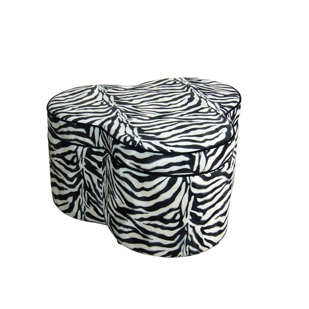 Funky Black White Pink Zebra Storage Ottoman Four Piece Set