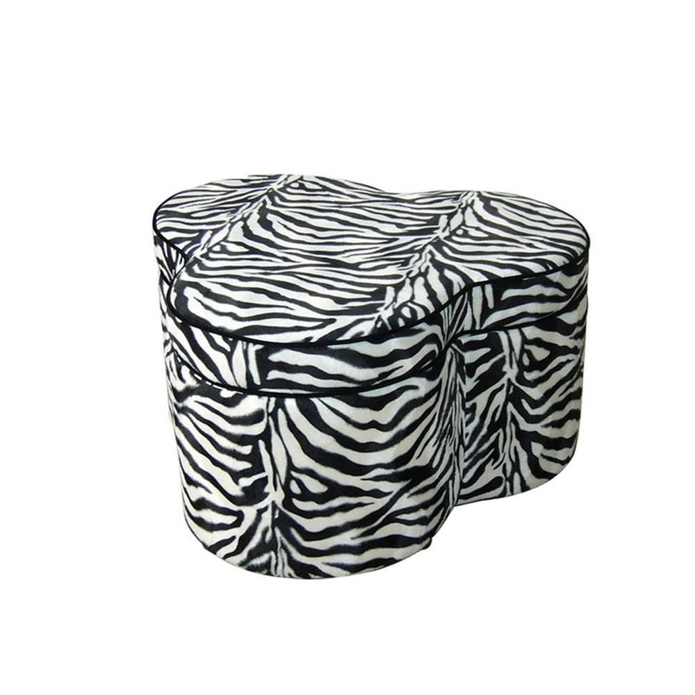 Funky Black White Pink Zebra Storage Ottoman Four Piece Set