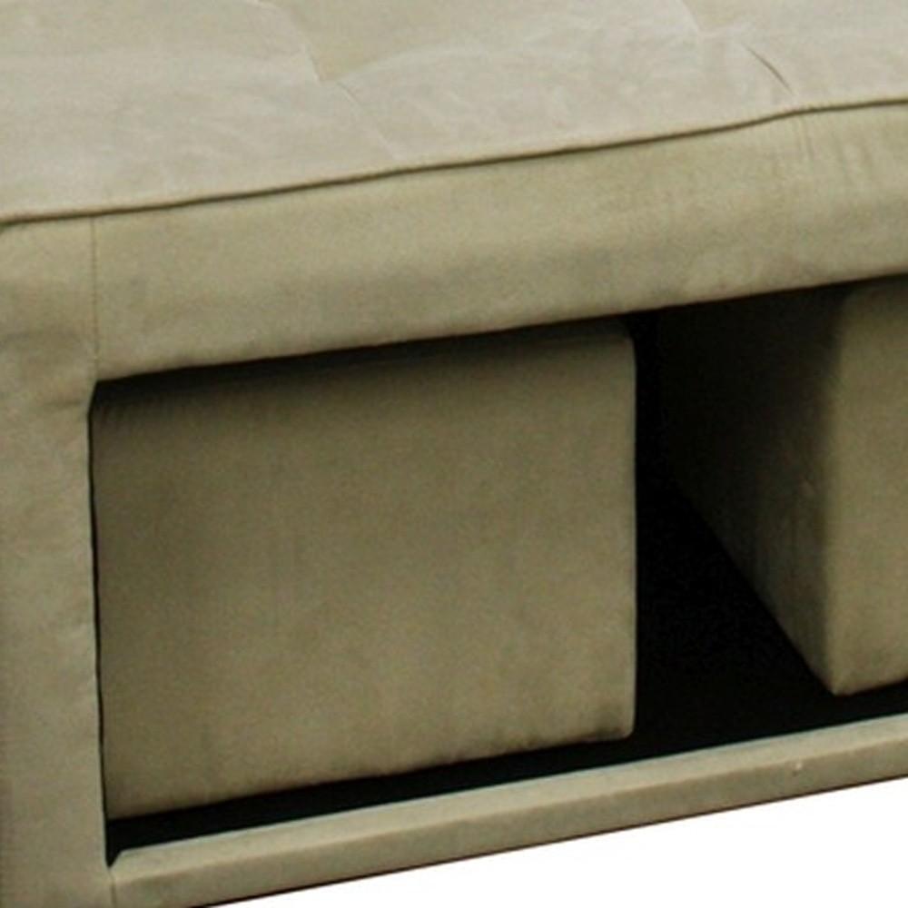 Beige Storage Bench and Ottoman Set