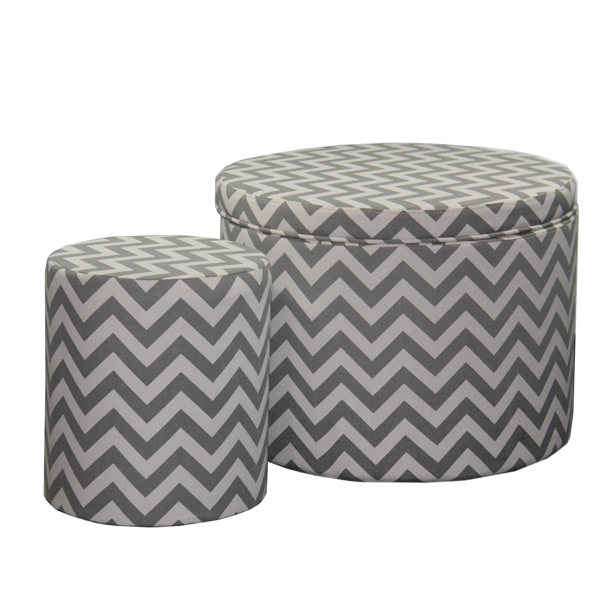 Gray and White Chevron Ottoman Two Piece Set