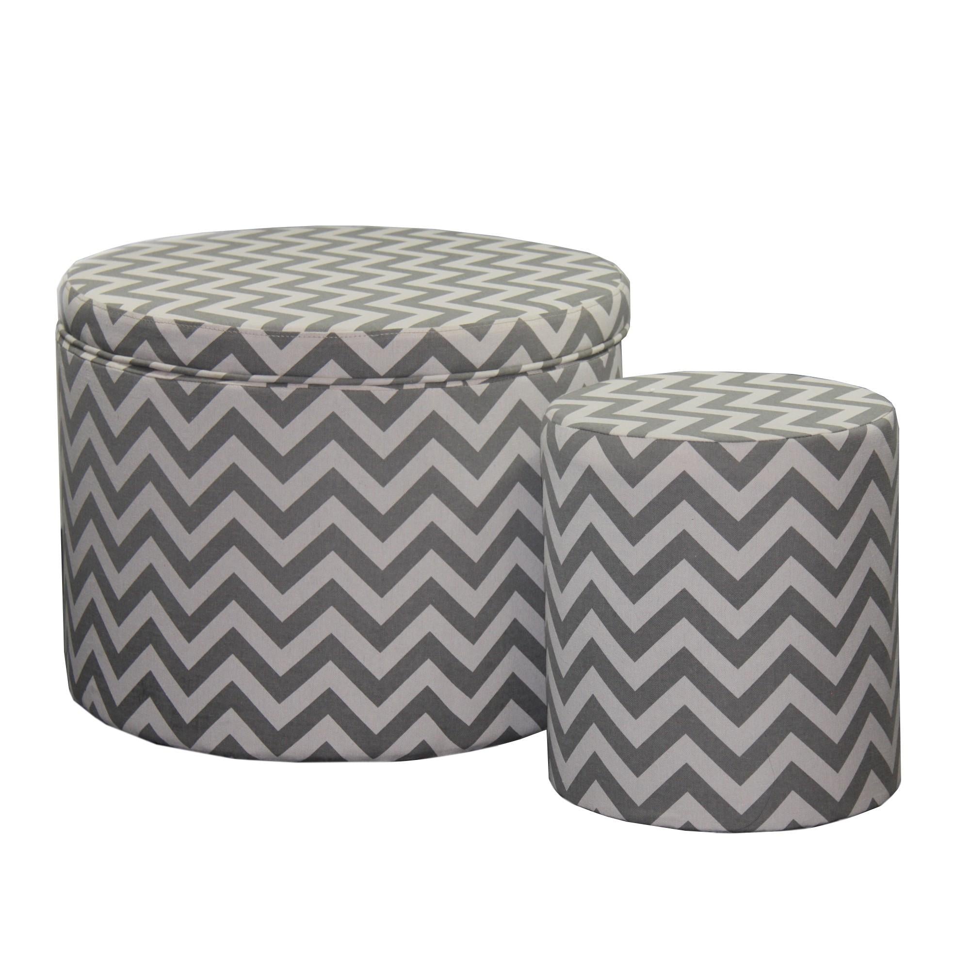 Gray and White Chevron Ottoman Two Piece Set