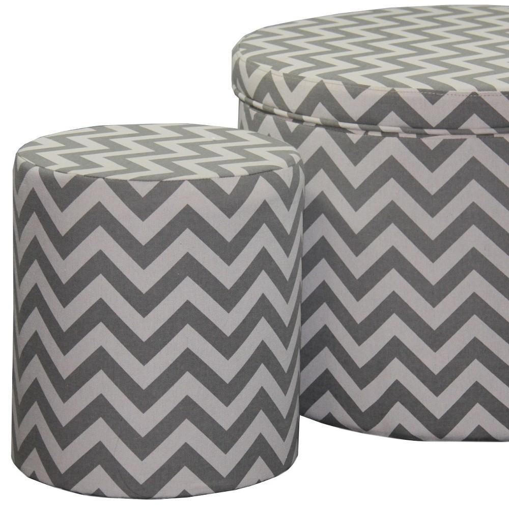 Gray and White Chevron Ottoman Two Piece Set