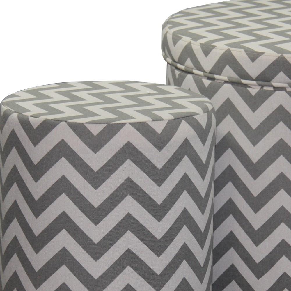 Gray and White Chevron Ottoman Two Piece Set