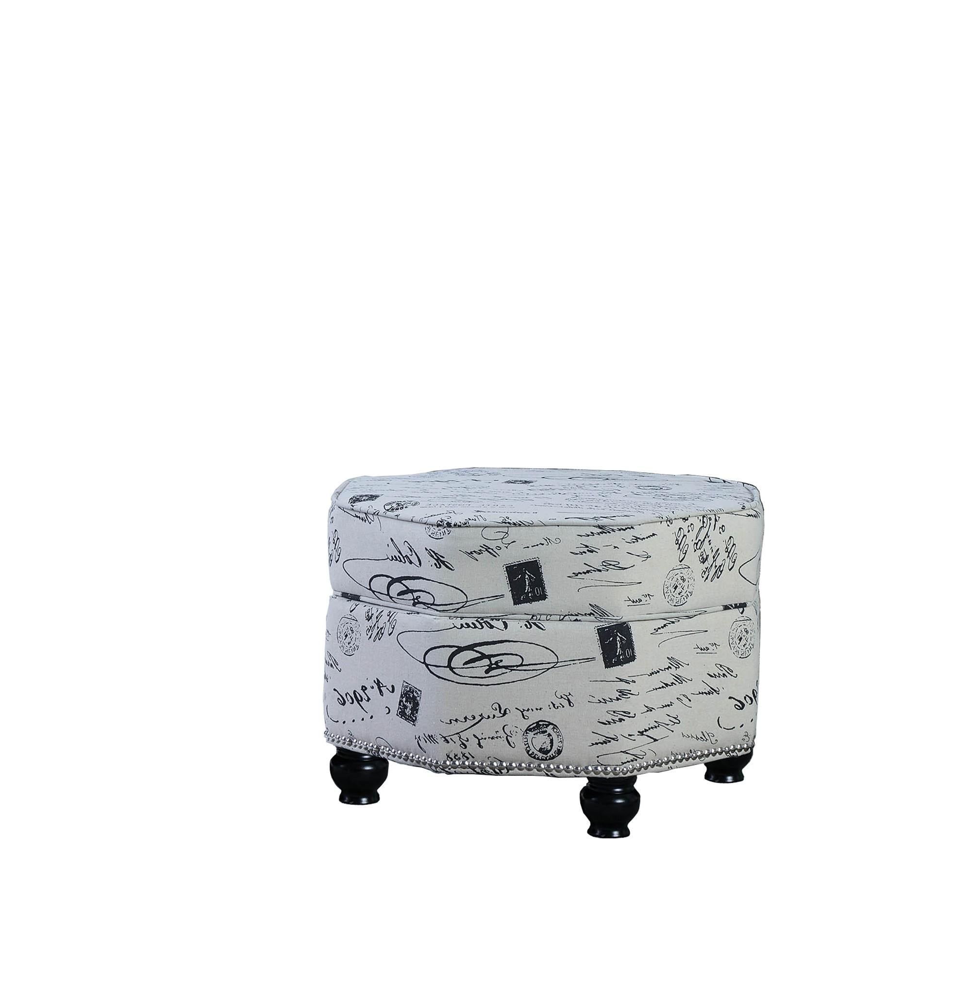 Black and White Postcard Hexagonal Storage Ottoman