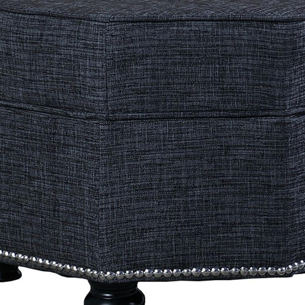 Smokey Blue Gray Hexagonal Storage Ottoman