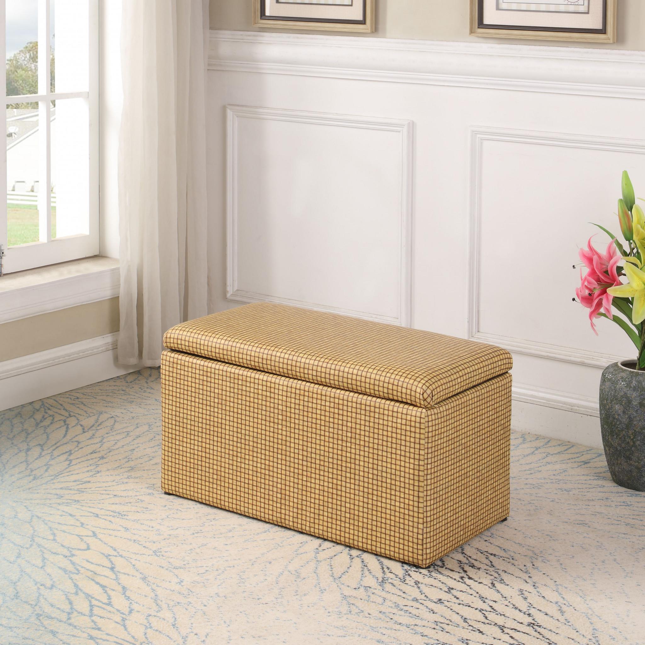 Cork Look Checkerboard Faux Leather Storage Bench and Ottoman