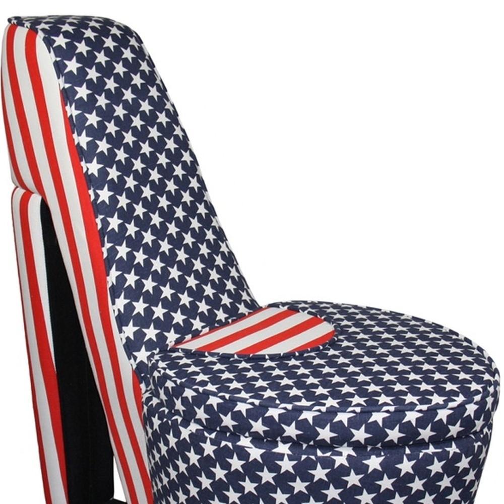 Red White and Blue Patriotic Print 1 High Heel Shoe Storage Chair