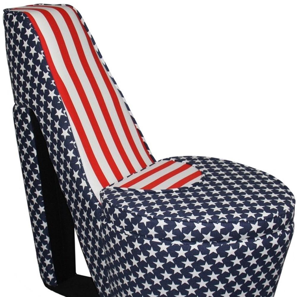 Red White and Blue Patriotic Print 2 High Heel Shoe Storage Chair